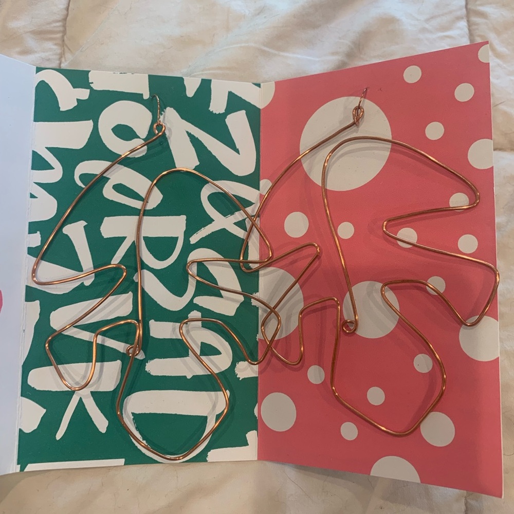 Handmade Single Line Bronze Leaf Earrings